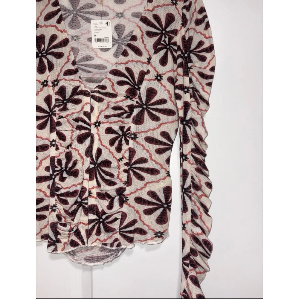 Free People Long Sleeve Multi Top Floral Size Medium New With Tags - Picture 2 of 6